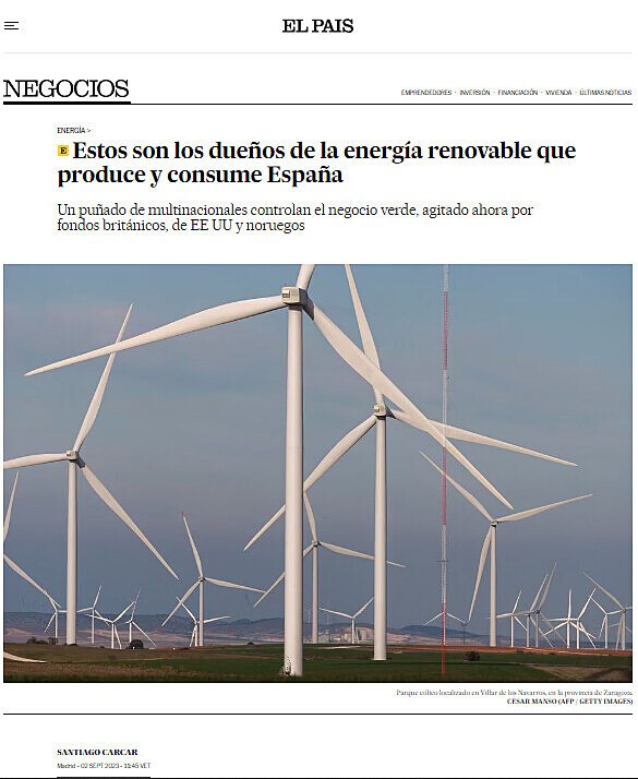 Estos son los dueos de la energa renovable que produce y consume Espaa